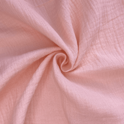 Ткань Муслин Жатый, цвет Нежно-Розовый (на отрез)  в Пятигорске